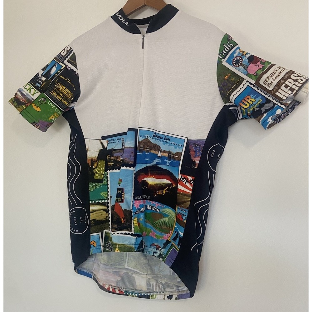 Women's Voler Cycling Jersey Postcards from Around‎ the World-Size Lrg.-3/4 Zip